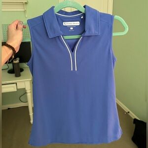 PGA Tour l Women's Blue Sleeveless Pique Polo SMALL